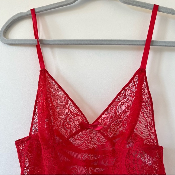 Victoria’s Secret Red Lingerie Slip Dress medium lace sexy vintage y2k - Picture 4 of 7